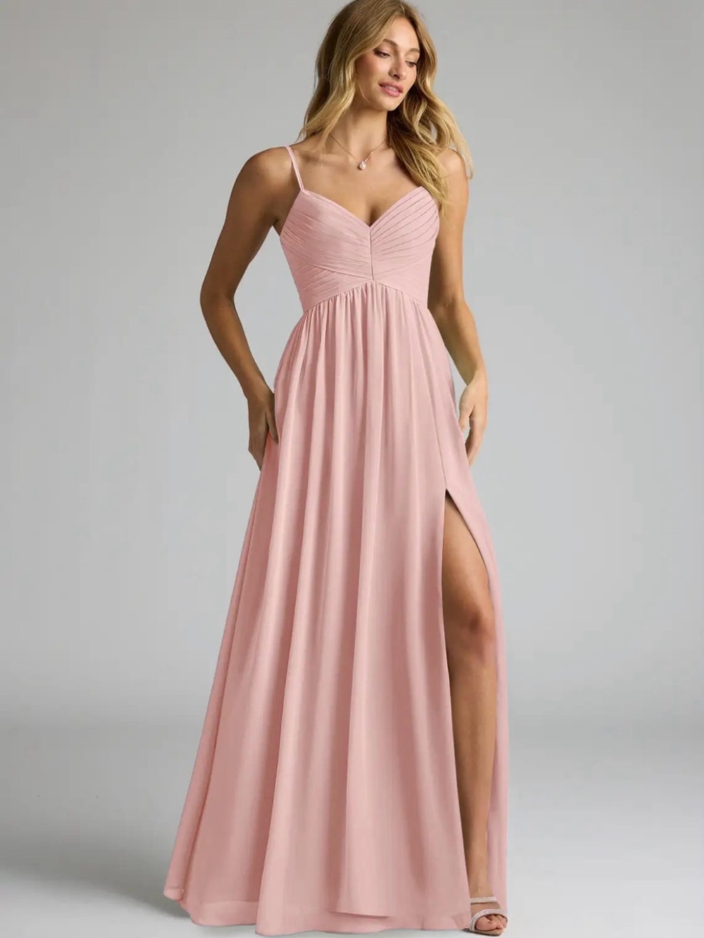 Azazie Alia Dress in Color Powder Pink